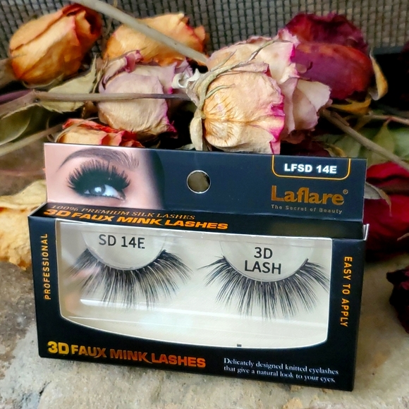 New!! LAFLARE 3D FAUX MINK PREMIUM SILK LASHES  LFSD14E - Picture 2 of 3